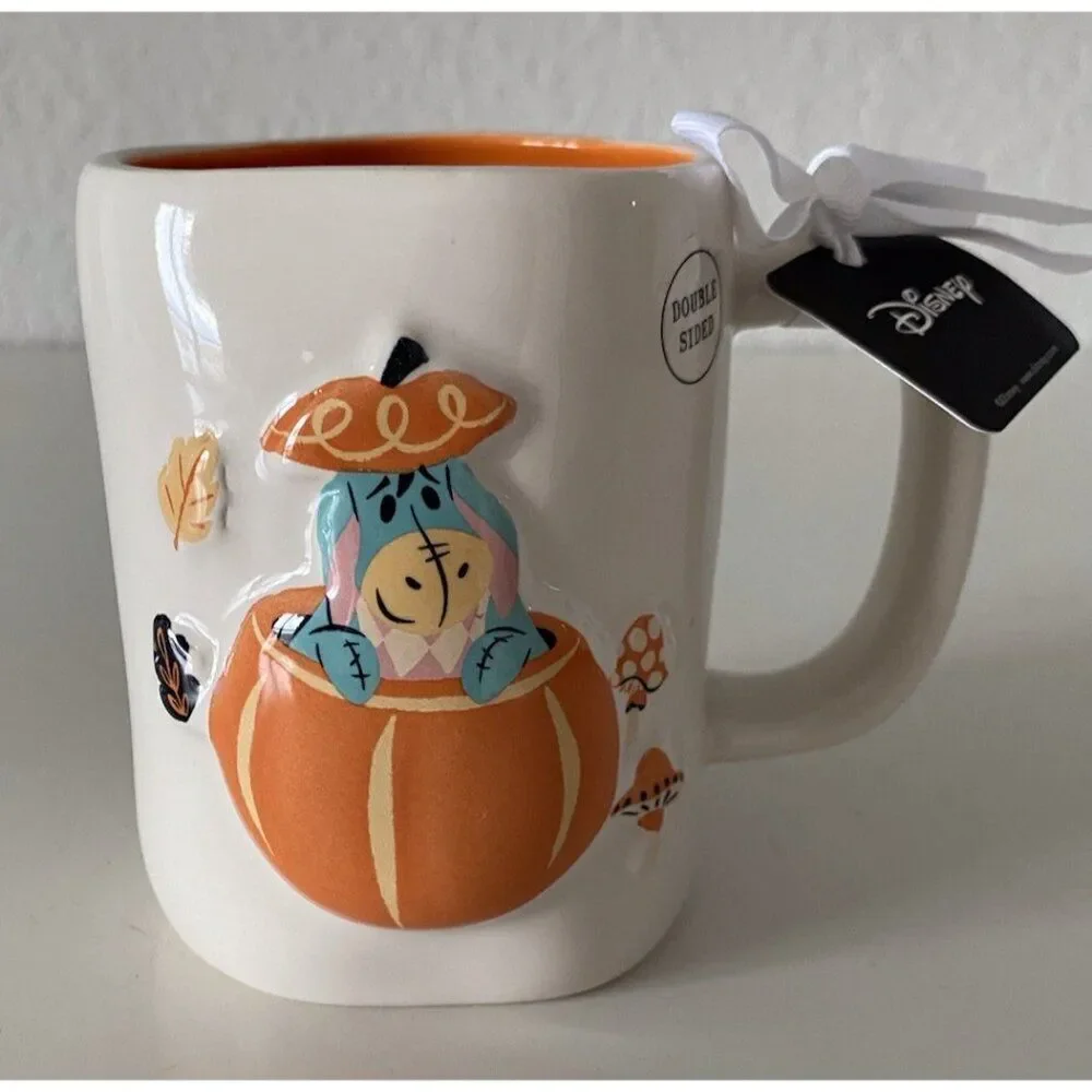 Rae Dunn Disney Eeyore Donkey Halloween Mug Pumpkin Trick or Treat‎ Double Sided